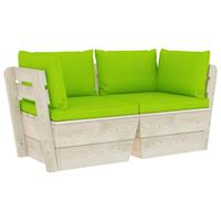 vidaxl Garten-Palettensofa 2-Sitzer mit Kissen Fichtenholz