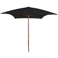 Vidaxl Parasol Met Houten Paal 200x300 Cm Zwart