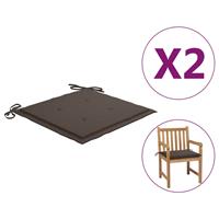 vidaxl Tuinstoelkussens 2 st 50x50x3 cm stof taupe