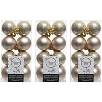 48x Licht Parel/champagne Kunststof Kerstballen 4 Cm - Mat/glans - Onbreekbare Plastic Kerstballen - Kerstboomversiering