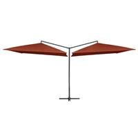 Vidaxl Parasol Dubbel Met Stalen Paal 250x250 Cm Terracotta