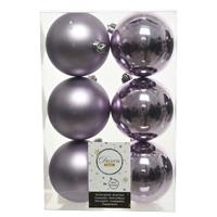 6x Lila Paarse Kunststof Kerstballen 8 Cm - Mat/glans - Onbreekbare Plastic Kerstballen - Kerstboomversiering Lila Paars