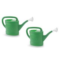 2x Stuks Groene Tuin Planten Gieter Met Broeskop 6 Liter - Planten Water Geven - Kunststof - 53 X 15 X 32 Cm