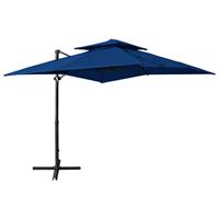 Vidaxl Zweefparasol Met Dubbel Dak 250x250 Cm Azuurblauw