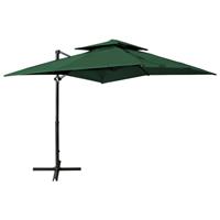 Vidaxl Zweefparasol Met Dubbel Dak 250x250 Cm Groen