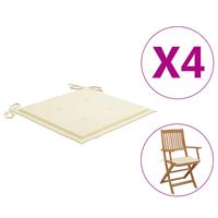 Vidaxl Tuinstoelkussens 4 St 40x40x4 Cm Crèmekleurig