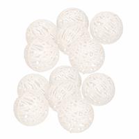 12x Rotan Kerstballen Wit Met Glitters 5 Cm - Kerstboomversiering - Kerstversiering/kerstdecoratie Wit