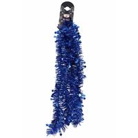 1x Blauwe Folie Slingers/guirlandes Met Sterren 200 Cm - Kerstslingers - Kerstboomversiering Blauw