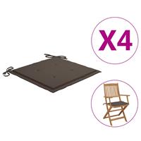 Vidaxl Tuinstoelkussens 4 St 40x40x4 Cm Taupe