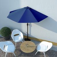 vidaxl Balkonparasol half met aluminium paal 270x144x222 cm blauw