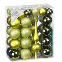 47x Groene Kunststof Kerstballen 4-6 Cm Mat/glans Met Piek - Mat/glans - Kerstboomversiering Groen