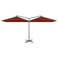 Vidaxl Parasol Dubbel Met Stalen Paal 600x300 Cm Terracottakleurig