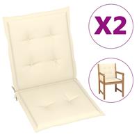 vidaXL Tuinstoelkussen lage rug 2 st 100x50x3 cm oxford stof crème
