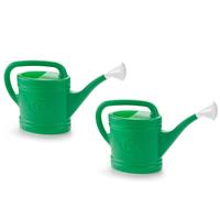 2x Stuks Groene Tuin Planten Gieter Met Broeskop 9 Liter - Planten Water Geven - Kunststof - 59 X 19 X 36 Cm