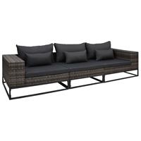 Vidaxl 3-delige Loungeset Met Kussens Poly Rattan Grijs