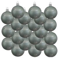 18x Mintgroene Glazen Kerstballen 8 Cm - Glans/glanzende - Kerstboomversiering Mintgroen