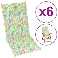 vidaxl Gartenstuhlauflagen 6 Stk. Blattmuster 120x50x4 cm