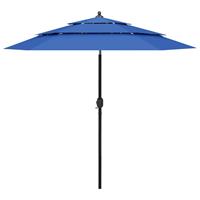 Vidaxl Parasol 3-laags Met Aluminium Paal 2,5 M Azuurblauw