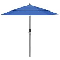 Vidaxl Parasol 3-laags Met Aluminium Paal 2,5 M Azuurblauw