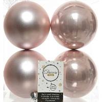 4x Lichtroze Kunststof Kerstballen 10 Cm - Mat/glans - Onbreekbare Plastic Kerstballen - Kerstboomversiering Lichtroze