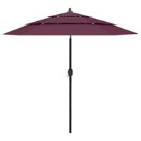 Vidaxl Parasol 3-laags Met Aluminium Paal 2,5 M Bordeauxrood