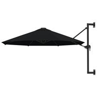 vidaxl Sonnenschirm Wandmontage mit Metallmast 300 cm Schwarz
