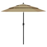 Vidaxl Parasol 3-laags Met Aluminium Paal 2,5 M Taupe