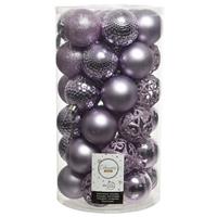 37x Lila Paarse Kunststof Kerstballen 6 Cm - Mix - Onbreekbare Plastic Kerstballen - Kerstboomversiering Lila Paars