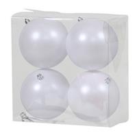 4x Witte Kunststof Kerstballen 12 Cm - Mat - Onbreekbare Plastic Kerstballen - Kerstboomversiering Wit