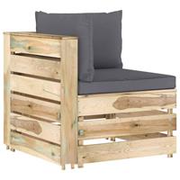 vidaxl Modulares Ecksofa mit Kissen Grün Imprägniertes Holz