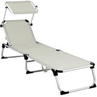 Sonnenliege Malta Aluminium Dach 210cm 150kg Gartenliege Strandliege Alu Liege Freizeitliege creme - Casaria