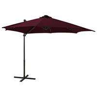Vidaxl Zweefparasol Met Paal En Led-verlichting 300 Cm Bordeauxrood