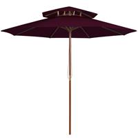 Vidaxl Parasol Dubbeldekker Met Houten Paal 270 Cm Bordeauxrood