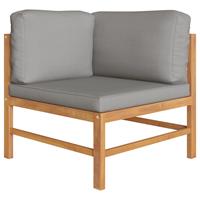 vidaxl Ecksofa mit Dunkelgrauen Kissen Teak Massivholz