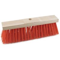 Sorx Harde straatbezem/buitenbezem kop elaston 32 cm met rode synthetische haren - schoonmaken - bezems - Bezem