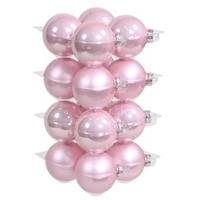 16x Roze Glazen Kerstballen 8 Cm - Mat/glans - Kerstboomversiering Zoet Roze