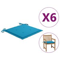Vidaxl Tuinstoelkussens 6 St 50x50x4 Cm Stof Blauw