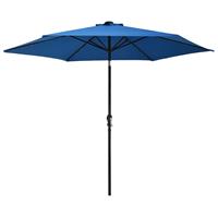 Vidaxl Tuinparasol Met Led-verlichting En Stalen Paal 300 Cm Blauw