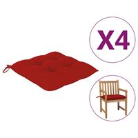 Vidaxl Stoelkussens 4 St 50x50x7 Cm Stof Rood