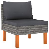 vidaxl Mittelsofa Poly Rattan und Eukalyptus Massivholz