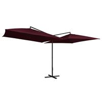 Vidaxl Parasol Dubbel Met Stalen Paal 250x250 Cm Bordeauxrood