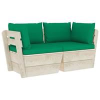 vidaxl Garten-Palettensofa 2-Sitzer mit Kissen Fichtenholz