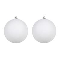 2x Witte Grote Decoratie Glitter Kerstballen 25 Cm - Hangdecoratie / Boomversiering Glitter Kerstballen