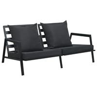 vidaxl 2-Sitzer-Gartensofa mit Auflagen Dunkelgrau Aluminium