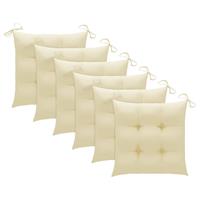 vidaxl Stuhlkissen 6 Stk. Cremeweiß 50x50x7 cm Stoff