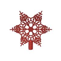 .kaemingk Bruchfeste Weihnachtsbaumspitze Barock Stern Rot mit Glitter aus Kunststoff