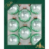 8x Sea Foam Groene Glazen Kerstballen Glans 7 Cm Kerstboomversiering - Kerstversiering/kerstdecoratie Mintgroen/groen