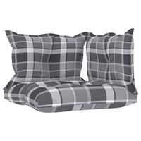 vidaxl Palettensofa-Auflagen 3 Stk. Grau Karomuster Stoff