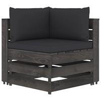 vidaxl Modulares Ecksofa mit Kissen Grau Imprägniertes Holz