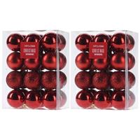 48x Rode Kunststof Kerstballen 3 Cm - Glans/mat/glitter - Onbreekbare Kerstballen Plastic - Kerstboomversiering Rood
